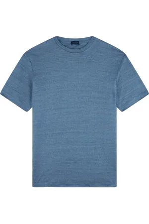 Paul & Shark Tops, Heren, Blauw, S, Linnen, Linnen Jersey T-shirt Regular Fit Korte Mouw