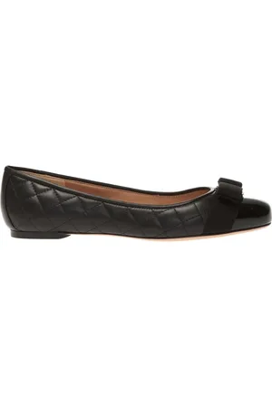 Salvatore Ferragamo Schoenen, Dames, Zwart, 35 1/2 EU, Leer, Varina Gewatteerde Ballerina