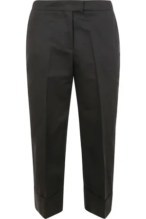 PT Torino Broeken, Dames, Zwart, M, Leer, Crème Getailleerde Broek voor de Zomer