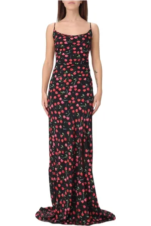Mar De Margaritas Kleedjes, Dames, Veelkleurig, XS, Groene Kersenprint Maxi Jurk
