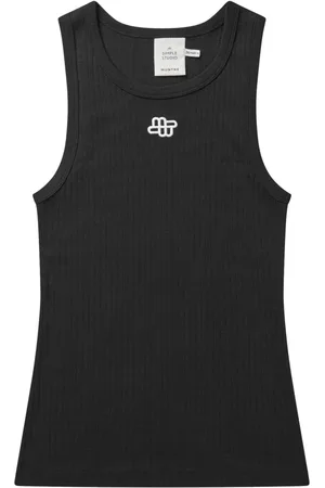 Munthe Tops, Dames, Zwart, M, Geribbelde kwaliteit zwarte top Tezza stijl