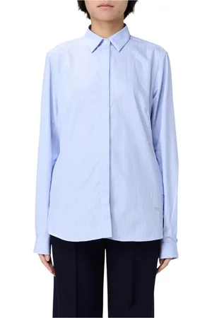 FAY Blouses & Shirts, Dames, Blauw, S, Katoen, Blauwe Gestreepte Katoenen Overhemd