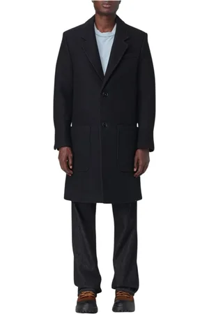 Ami Mantels, Heren, Zwart, M, Wol, Elegante Zwarte Overjas voor Mannen
