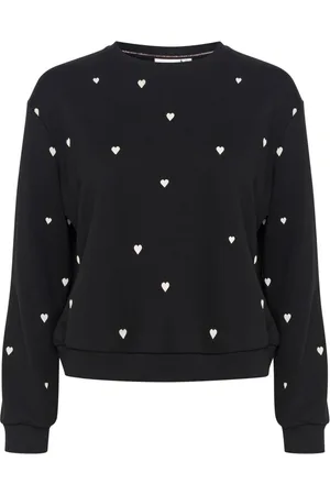 Saint Tropez Sweatshirts & Hoodies, Dames, Zwart, M, Katoen, Zwart Ice Harts Sweatshirt