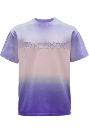 J.W.Anderson Tops, Heren, Paars, M, Katoen, Gradient Geborduurde Lavendel T-Shirt