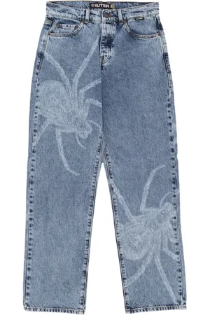 IUTER Jeans, Heren, Blauw, W34, Denim, Losse Denim Broek Blauw Bleekmiddel