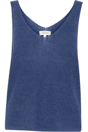 Part Two Tops, Dames, Blauw, XL, Katoen, Oceaanblauwe Gebreide Top Rebecca Stijl