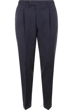 PT Torino Broeken, Heren, Blauw, M, Wol, Witte op maat gemaakte broek voor heldere looks