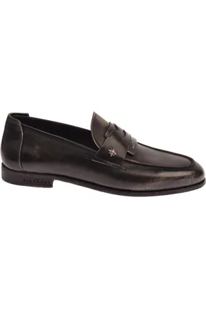 John Richmond Schoenen, Heren, Zwart, 45 EU, Leer, Mocassin met metalen logolabel