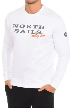 North Sails Sweatshirts & Hoodies, Heren, Wit, L, Nylon, Geribbelde Ronde Hals Sweater