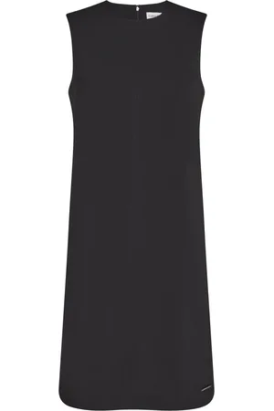 Calvin Klein Kleedjes, Dames, Zwart, M, Polyester, Jurk tot op de knie
