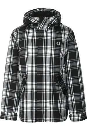 Fred Perry Jassen, Heren, Zwart, M, Polyester, Waterbestendige Geruite Jas Zwart