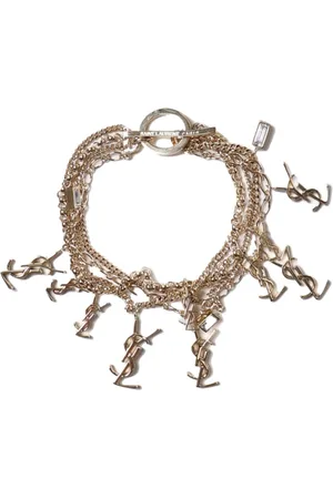 Saint Laurent Accessoires, Dames, Geel, M, Gouden Bedelarmband met Strass