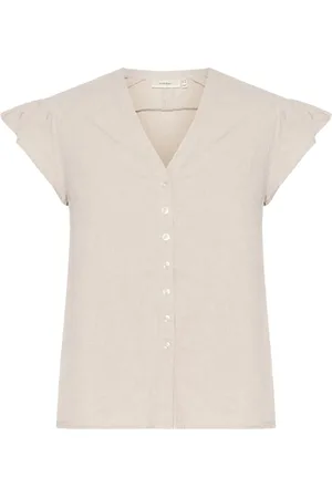 INWEAR Blouses & Shirts, Dames, , L, Haze Melange Top met V-hals en knopen