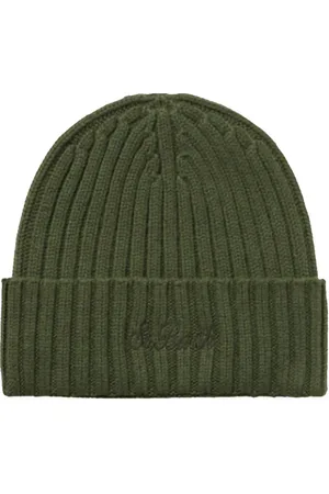 MC2 SAINT BARTH Accessoires, Heren, Groen, ONE Size, Wol, Geribbelde Militaire Cashmere Hoed Wengen
