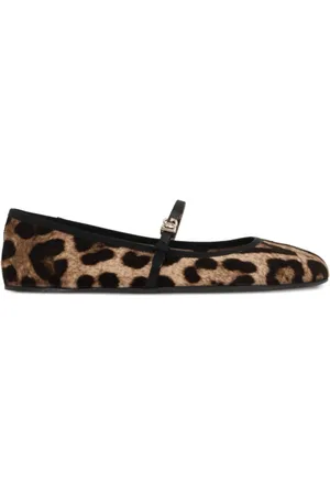 Dolce & Gabbana Schoenen, Dames, Veelkleurig, 37 EU, Katoen, Animalier Gesp Ballerina