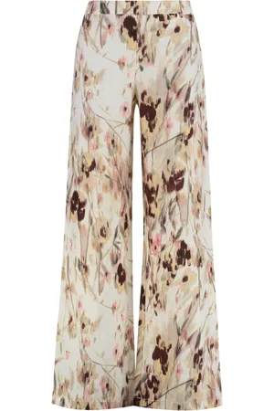 120% Lino Broeken, Dames, Veelkleurig, S, Linnen, Linnen Broek Elastische Taille-inzet