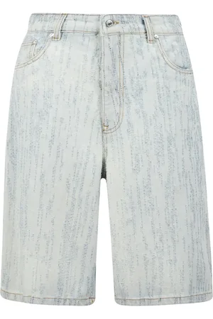 Msgm Korte broeken, Heren, Blauw, M, Denim, Vernietigde denim Bermuda shorts met contraststiksels