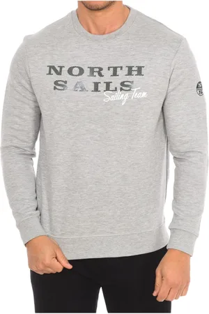 North Sails Sweatshirts & Hoodies, Heren, Grijs, S, Nylon, Geribbelde Ronde Hals Trui
