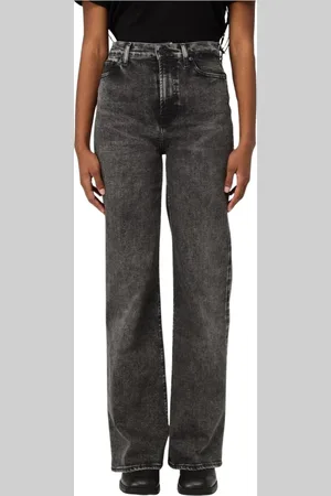 7 for all Mankind Jeans, Dames, Zwart, W28, Katoen, Acid Wash Wide Leg Jeans