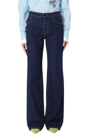 Twin-Set Jeans, Dames, Blauw, W29, Katoen, Klassieke Wide Leg Jeans