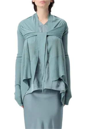 Rick Owens Blouses & Shirts, Dames, Blauw, S, Wol, Luxe Gedrapeerd Gebreide Top