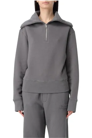 Autry Truien, Dames, Grijs, M, Katoen, Grijze Zip-Up Sweatshirt