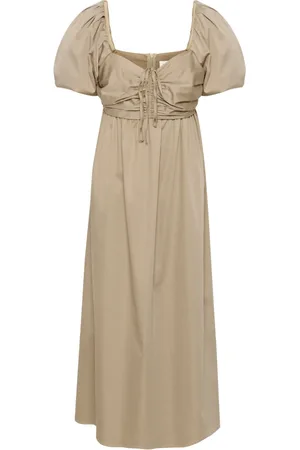 Karen by Simonsen Kleedjes, Dames, , 2Xl, Katoen, Chinchilla Pofmouw Strik Taille Jurk