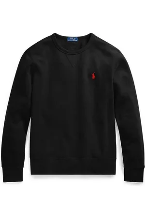Ralph Lauren Sweatshirts & Hoodies, Heren, Zwart, 2Xl, Katoen, Zwarte Ronde Hals Longsleeve T-shirt