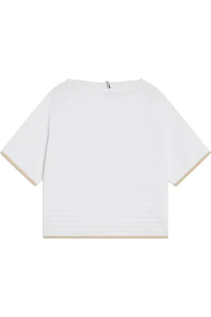 LIVIANA CONTI Tops, Dames, Wit, M, Witte Trui met Korte Mouwen