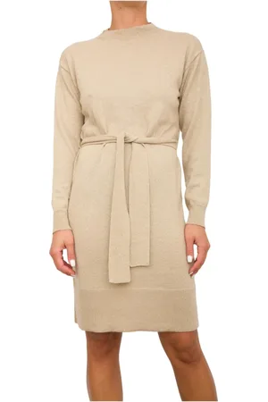 Armani Exchange Kleedjes, Dames, Bruin, M, Wol, Elegante Oro Gebreide Jurk