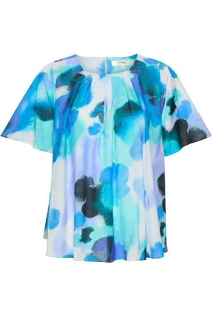 INWEAR Blouses & Shirts, Dames, Veelkleurig, XS, Katoen, Blauwe Waterverfdruppels Top Blouse