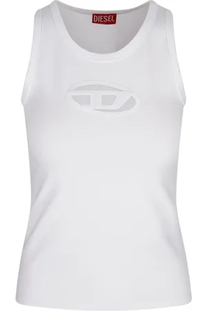 Diesel Tops, Dames, Wit, S, Katoen, Witte Top met Borduursel