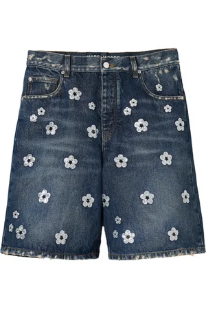 Marc Jacobs Korte broeken, Dames, Blauw, W27, Katoen, Paillet Daisy Wide Leg Shorts