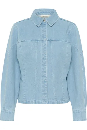 Karen by Simonsen Blouses & Shirts, Dames, Blauw, L, Denim, Denim Overhemdblouse Lichtblauw