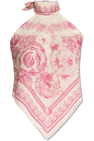 VERSACE Tops, Dames, Roze, L, Katoen, Rugloze top