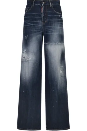 Dsquared2 Jeans, Dames, Blauw, 4Xs, Katoen, Blauwe Katoen Elastaan Broek