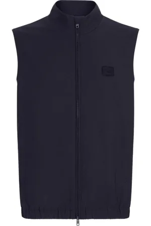 Dolce & Gabbana Jassen, Heren, Blauw, L, Midnight Logo Plaque Vest