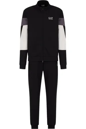 EA7 Sport, Heren, Zwart, XL, Katoen, Zwart Sportief Trainingspak Set