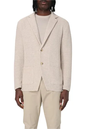 Manuel Ritz Jassen, Heren, Bruin, M, Leer, Bruine Gebreide Blazer met Zakken