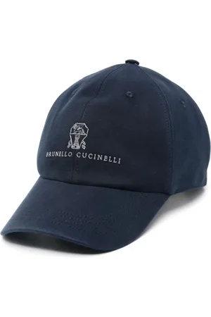 Brunello Cucinelli Accessoires, Heren, Blauw, M, Katoen, Baseballpet met borduursel