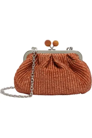 Max Mara Tassen, Dames, Bruin, ONE Size, Raffia Pasticcino Clutch Tas
