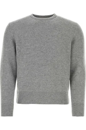 Thom Browne Truien, Heren, Grijs, M, Wol, Gezellige Grijze Wollen Trui