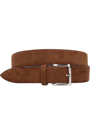 Orciani Accessoires, Heren, Bruin, 110 CM, Suède, Bruin Suède Leren Riem met Zilveren Gesp