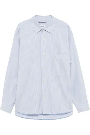 AMISH Overhemden, Heren, Blauw, L, Katoen, Gestreept Oxford Overhemd voor Mannen