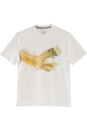 Paul Smith Tops, Heren, Wit, S, Katoen, Luipaardprint Korte Mouw Katoenen T-shirt