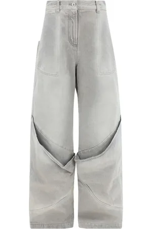 The Attico Jeans, Dames, Grijs, W25, Katoen, Cargo Pocket Katoenen Jeans