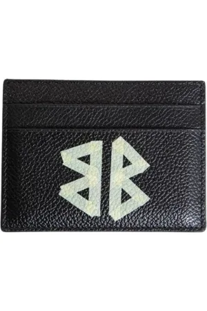 Balenciaga Accessoires, Heren, Zwart, ONE Size, Leer, Monogram Leren Kaarthouder Portemonnee Mannen