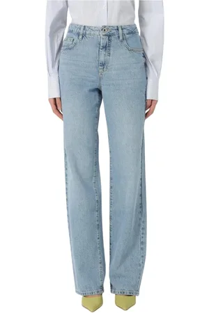 Patrizia Pepe Jeans, Dames, Blauw, W28, Katoen, Lichtgewassen Wide Leg Jeans
