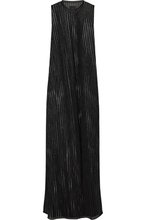 FISICO Kleedjes, Dames, Zwart, M, Polyester, Zwarte Mesh Jurk met Zijsplitten